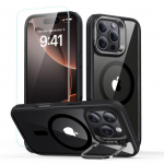 Kitas telefono priedas ESR  ESR Classic Hybrid Kickstand Halolock MagSafe Case with Stand + Tempered Glass for iPhone 16 Pro Max - Clear with Black Frame
