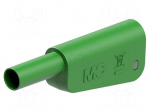 Laboratory connector: 4mm banana | 32A | 1kV | green | gold-plated