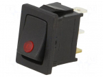 ROCKER | SPST | Pos: 2 | ON-OFF | 16A/12VDC | black | LED | RF | Body: black