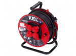 Extension lead | 3x1.5mm2 | 40m | rubber | black | Sockets no: 4 | reel