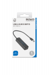 USB-A &scaron;akotuvas DELTACO, 5 Gbit/s, 4x USB-A, plonas, juodas / UH-734 / 1902425