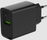Charger Gembird USB Type-C + USB Type-A Black