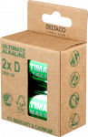 Ultimate Alkaline D baterijos DELTACO Nordic Swan Ecolabelled, 2 vnt. pakuotė / ULT-LR20-2P