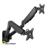 Dual wall mount DELTACO OFFICE with gas spring, tilt, swivel, rotate, 17-32", VESA, black / ARM-0361