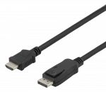 Kabelis DELTACO DisplayPort į HDMI, 4K UHD, 1m, juodas / DP-3010-K / R00110011