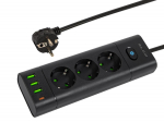 Įrankiai ir matavimo prietaisai // Įrankių, priedų naujienos // 98-323# Przedłużacz sieciowy ps-350t 3-gniazda 3xusb+usb-pd 1,5m czarny 3x1mm