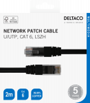 Tinklo kabelis DELTACO U/UTP Cat6, 2m, juodas / TP-62S-K / R00210008