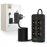 Kitas telefono priedas Tech-Protect  Tech-Protect PC6X6 Power Strip 6 Sockets 240V + 3xUSB-A + 3xUSB-C 200cm - Black