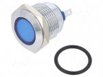 Indicator: LED | flat | blue | 24VDC | 24VAC | &Oslash;16mm | connectors | brass