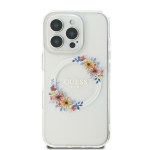 Kitas telefono priedas Guess  Guess IML Flowers Wreath MagSafe Case for iPhone 16 - Transparent