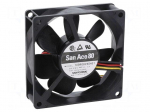 Fan: DC | axial | 24VDC | 80x80x25mm | 72m3/h | 34dBA | ball | 3400rpm