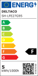 DELTACO SMART HOME LED lempa, E27, WiFI 2.4GHz, 5.5W, 470lm, diminama, 1800K-6500K, 220-240V, SH-LFE27G95