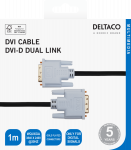 Kabelis DELTACO DVI-D Dual Link, 1080p 60Hz, 1m, juodas / 00120002