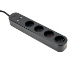 Viedā Rozete Gembird Smart Power Strip with USB Charger 4 Sockets Black