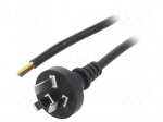 Cable | 3x0.75mm2 | AS/NZS 3112 (I) plug,wires | PVC | 1.8m | black