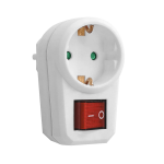 Naujos prekės // Adapter 1x2P+Z (Schuko) z włącznikiem, biały