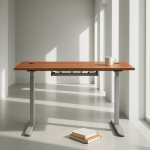 Adjustable Height Table Up Up Bjorn Gray, Table top M Dark Walnut