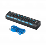 USB 3.0 HUB | 4 prievadai | iki 5 Gb/s | Plug&Play | Mac OS | Windows | juodas