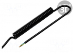 Wire: coiled | 3G1.5mm2 | unshielded | PUR | black | 300V,500V | 0.8m