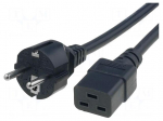 Cable | CEE 7/7 (E/F) plug,IEC C19 female | 5m | black | PVC | 16A