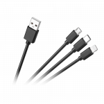 I&scaron;maniųjų telefonų atsarginės dalys // Kabeliai // Kabel połączeniowy 3w1, USB A - micro/C/lightning  1.2m