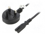 Cable | 3x0.75mm2 | BS 1363 (G) plug,IEC C7 female | PVC | 1.8m | 2.5A