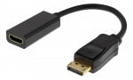 DELTACO DP į HDMI adapteris, dual-mode (DP ++), 3840x2160 prie 60Hz, 0.2m, juodas / DP-HDMI43