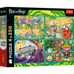 Žaidimų zona | PC | Konsolės | Priedai // Edukaciniai žaislai | Interaktyvūs | Kūrybi&scaron;ki | Meni&scaron;ki // Puzzle - 4x250 - Zakręcony świat Ricka i Morty'ego - Warner Rick and Morty - Trefl 13338