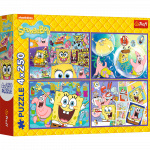 Žaidimų zona | PC | Konsolės | Priedai // Edukaciniai žaislai | Interaktyvūs | Kūrybi&scaron;ki | Meni&scaron;ki // Puzzle - 4x250 - Szalony świat Sponge Boba - Trefl 13342