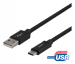 USB-A į USB-C kabelis, 2 m, USB 2.0, pintas, juodas DELTACO / USBC-1134M