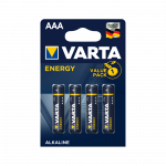 Akumuliatoriai ir baterijos // AA, AAA ir kitų dydžių baterijos, įkrovikliai &ndash; galima užsakyti // Bateria alkaliczna VARTA LR03 ENERGY 4szt./bl.
