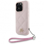 Kitos prekės Karl Lagerfeld Karl Lagerfeld Quilted Initial Logo & Chain Strap iPhone 16 Pro Case - Pink