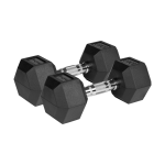 Naujos prekės // Hantle żeliwne gumowane HEX 2x10 kg REBEL ACTIVE