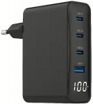 Gembird TA-UC-PDQC100LCD-01-BK Universal Charger USB / USB-B / 100W