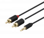 Audio kabelis DELTACO 3.5mm male - 2xRCA male 2m, juodas / MM-140-K / R00180004