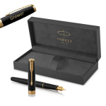 Parker Sonnet Black Lacquer GT plunksnakotis (M plieninis antgalis) su graviūra I&scaron;skirtinė dovana