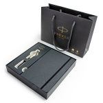 Parker Sonnet Premium Metal ir Black ra&scaron;iklio rinkinys dėžutėje su dovanų mai&scaron;eliu