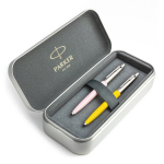 Parker Jotter Originals Pink ir Yellow Tu&scaron;inukų dovanų rinkinys su metaliniu dėklu