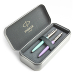 Parker Jotter Originals Mint ir Lilac Tu&scaron;inukų dovanų rinkinys su metaliniu dėklu