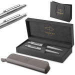 Parker Jotter nerūdijančio plieno CT pie&scaron;tukų ir ra&scaron;iklių rinkinys su graviūra / dėklas ir mai&scaron;elis Dovanų rinkinys