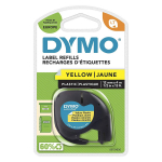 DYMO LetraTag Plastikinė Juostelė 12mm x 4m / juodas ant geltonos (S0721570 / S0721620) &ndash; 10 vnt.