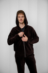 "Trace" Men velour jacket - Brown - L