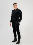 Black velour tracksuit without a zipper - M