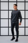 Dark grey velour tracksuit with fabric edging - L