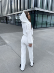 "WHITE" Velour straight leg pants - L