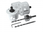 Elektrikams 68mm + 83mm gręžimo karūnos  Bi-Metal M42 , HEX 8.5 laikiklis, 2 vnt centr. grąžtai, Mandrex