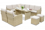 Sodo baldai Monaco Comida 7 + 2 pufai Garden Point smėlio spalvos