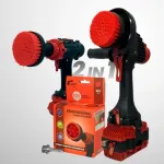 IKRA Profesionalus valymo &scaron;epetys Premium Drill Brush 2 in 1 - kietas, raudonas, 10 cm