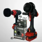 IKRA Profesionalus valymo &scaron;epetys Premium Drill Brush 2 in 1 - ypač kietas, juodas, 10 cm