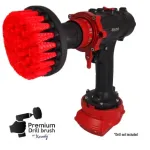 IKRA Profesionalus valymo &scaron;epetys Premium Drill Brush - kietas, raudonas, 10 cm